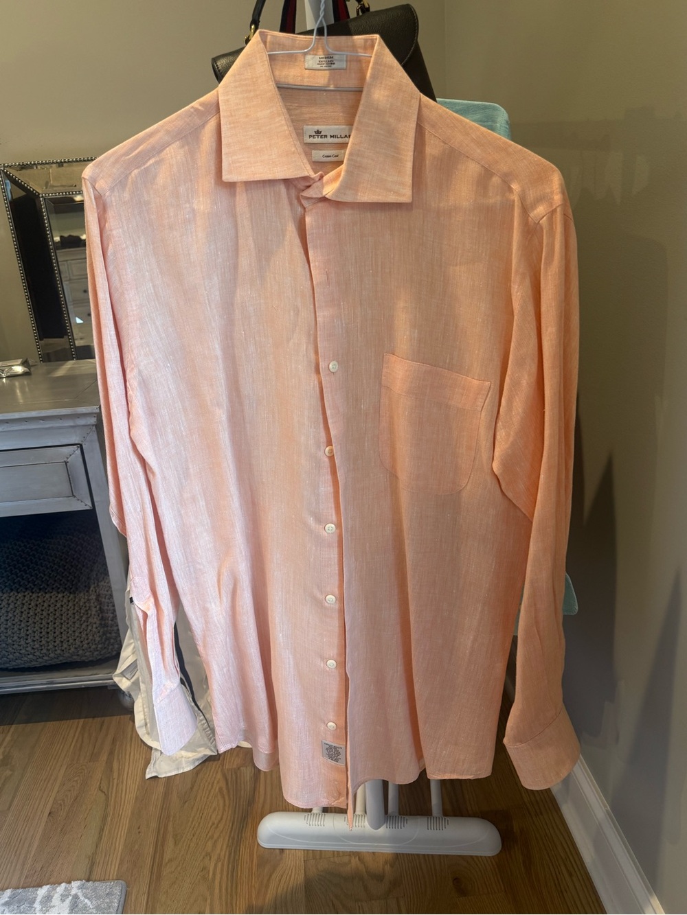 Peter Millar Men's Peach Linen Button-Down Shirt